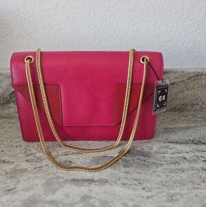 Nice Authentic YSL Yves Sainy Laurent Hot Pink/Red Shoulder Crossbody Bag